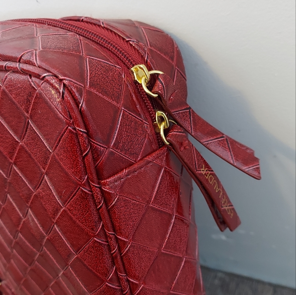 VTG Estee Lauder Red Leather Bag - Picture 6 of 7